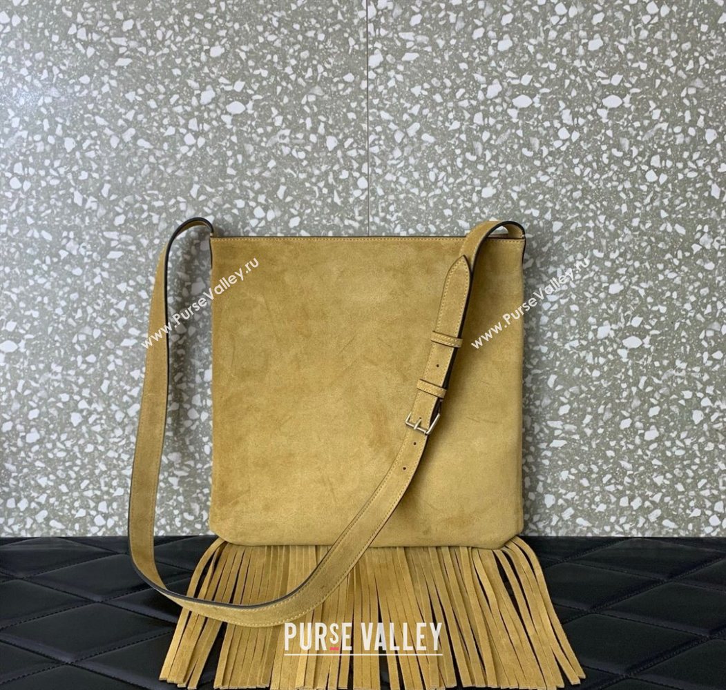 Valentino Nellcôte Shoulder Bag in Suede with Stud VLogo Signature and Fringes Tassel Khaki 2025 2026 (LKF-250626061)
