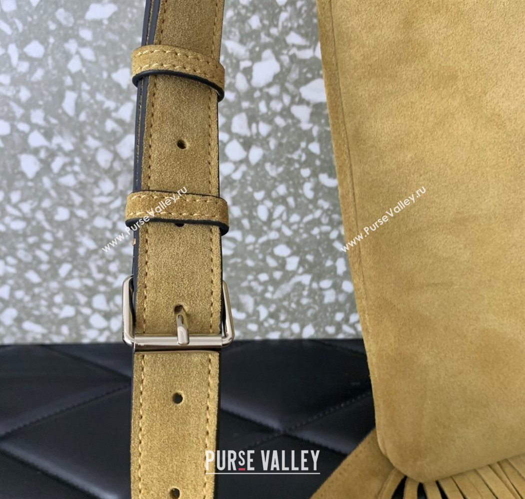 Valentino Nellcôte Shoulder Bag in Suede with Stud VLogo Signature and Fringes Tassel Khaki 2025 2026 (LKF-250626061)