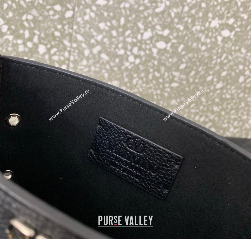 Valentino Nellcôte Small Shoulder Bag in Grainy Calfskin with Fringes Tassel and Ball Studs Black 2025 2034 (LKF-250626048)