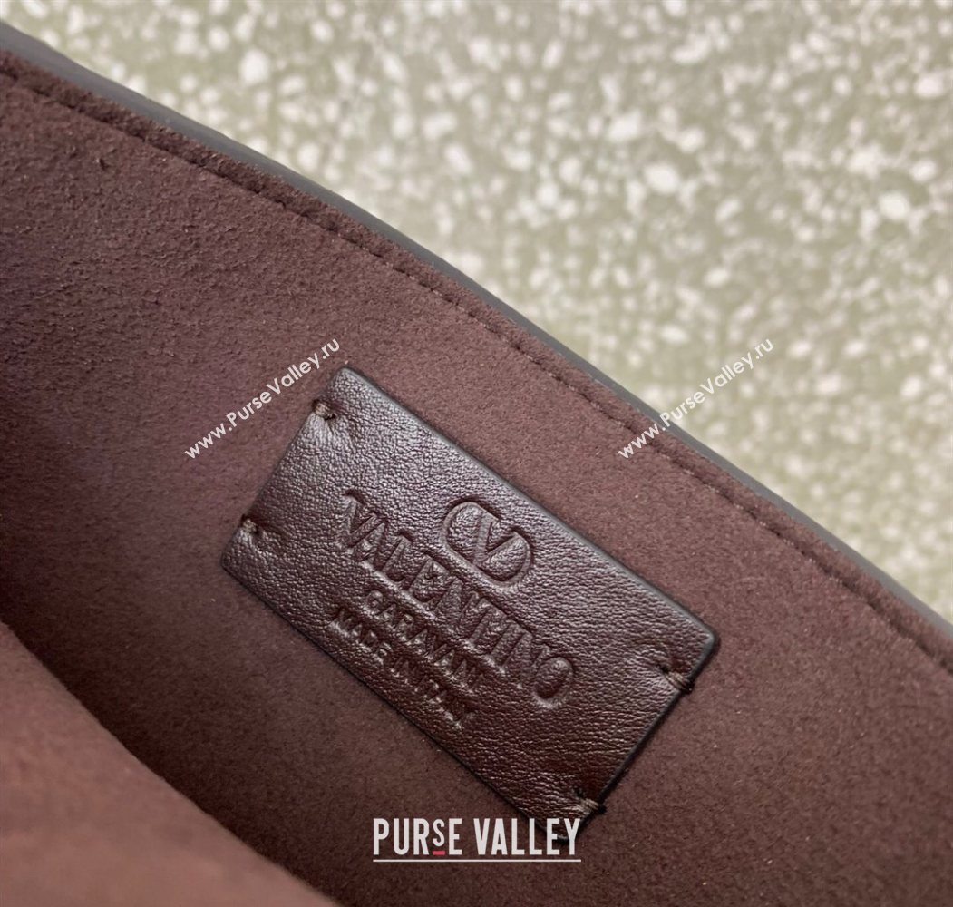 Valentino Nellcôte Small Shoulder Bag in Suede with Fringes Tassel and Ball Studs Brown 2025 2034 (LKF-250626050)