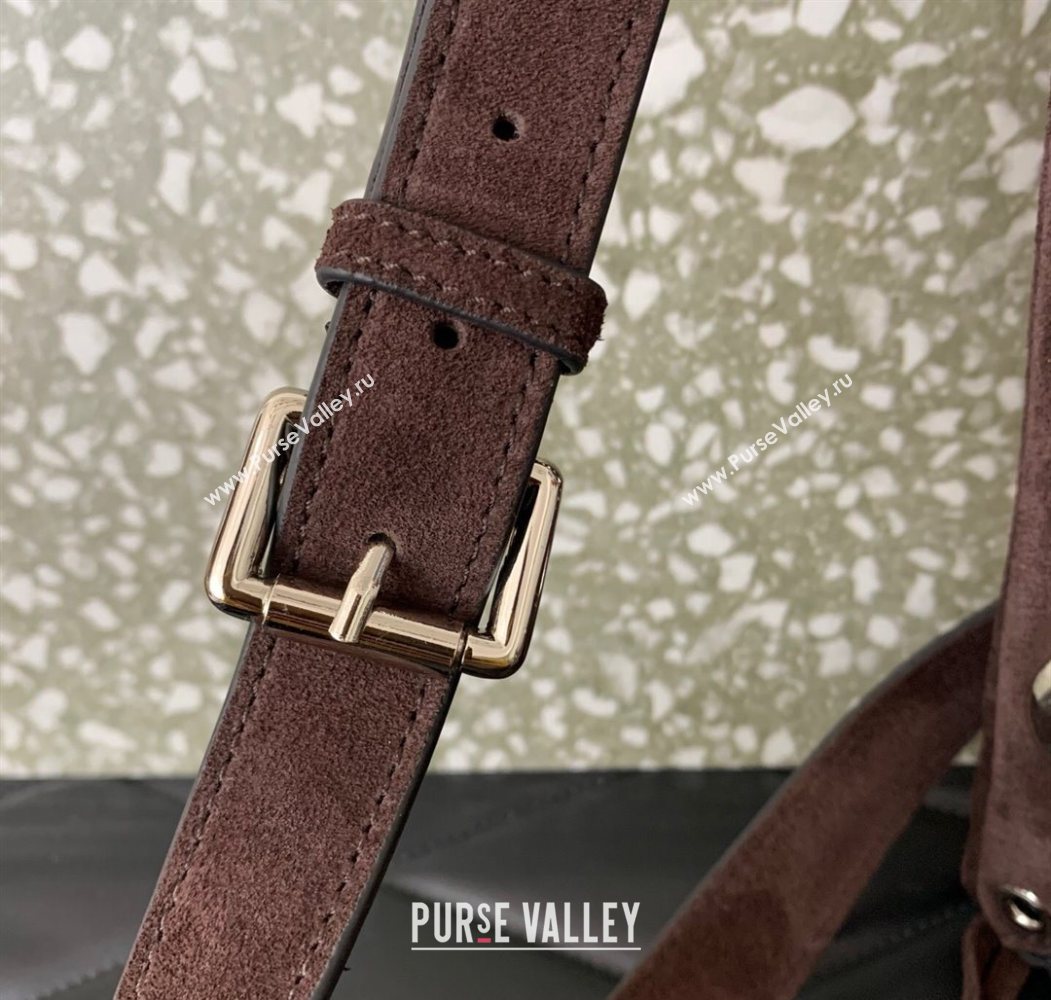 Valentino Nellcôte Shoulder Bag in Suede with Fringes Tassel and Ball Studs Brown 2025 2033 (LKF-250626051)