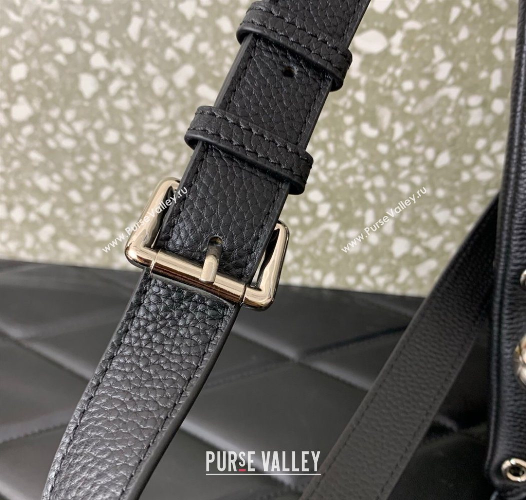 Valentino Nellcôte Shoulder Bag in Grainy Calfskin with Fringes Tassel and Ball Studs Black 2025 2033 (LKF-250626053)