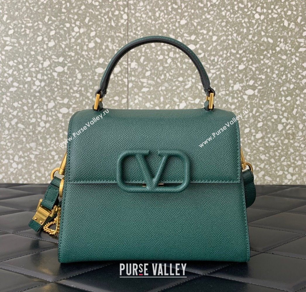Valentino Small VSLING Grainy Calfskin Handbag Green 2025 2727 (LKF-250626007)