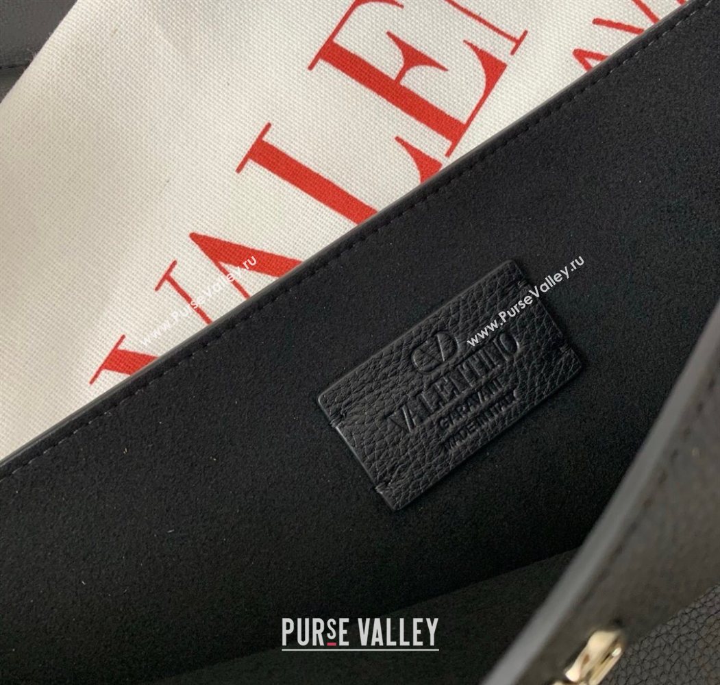 Valentino Nellcôte Shoulder Bag in Grainy Calfskin with Fringes Tassel and Ball Studs Black 2025 2033 (LKF-250626053)