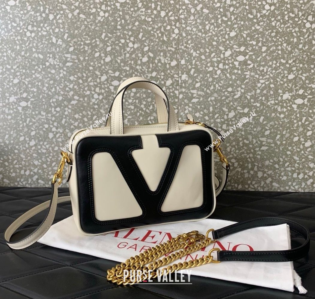 Valentino Viva Superstar Nappa Leather Handbag White/Black 2025 0015 (LKF-250626036)