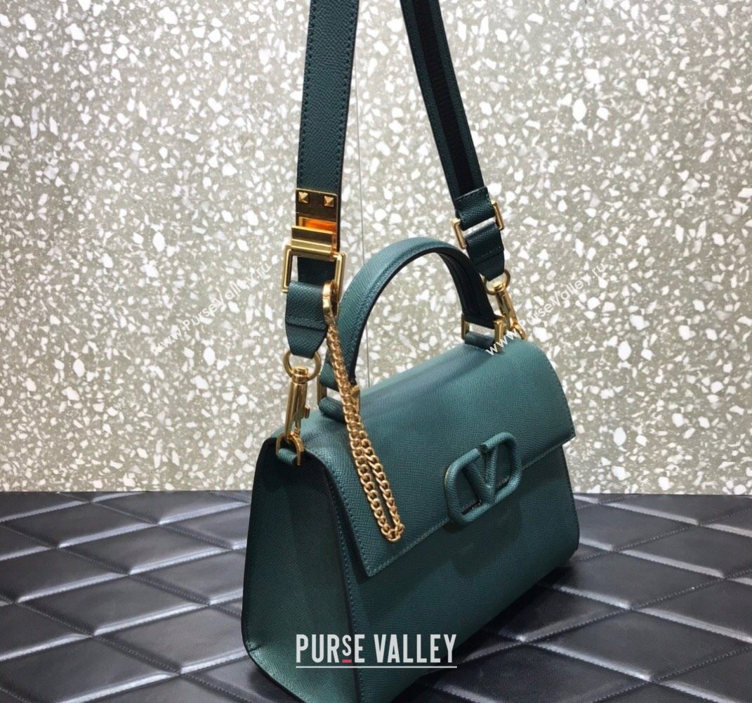 Valentino Medium VSLING Grainy Calfskin Handbag Green 2025 2828 (LKF-250626001)