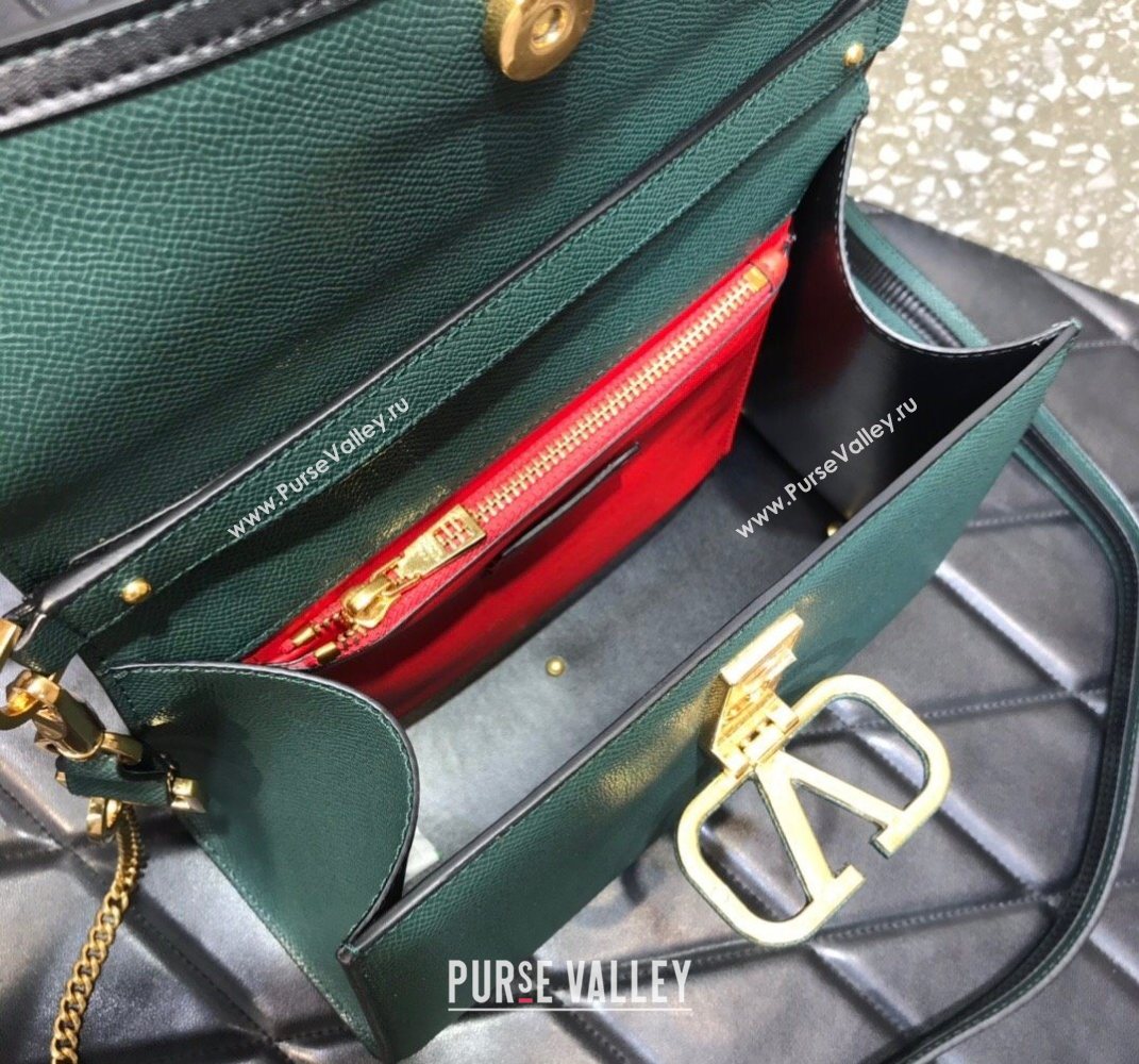 Valentino Medium VSLING Grainy Calfskin Handbag Green 2025 2828 (LKF-250626001)