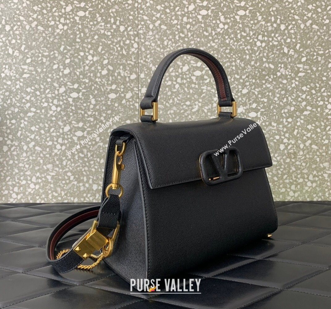 Valentino Medium VSLING Grainy Calfskin Handbag Black 2025 2828 (LKF-250626002)