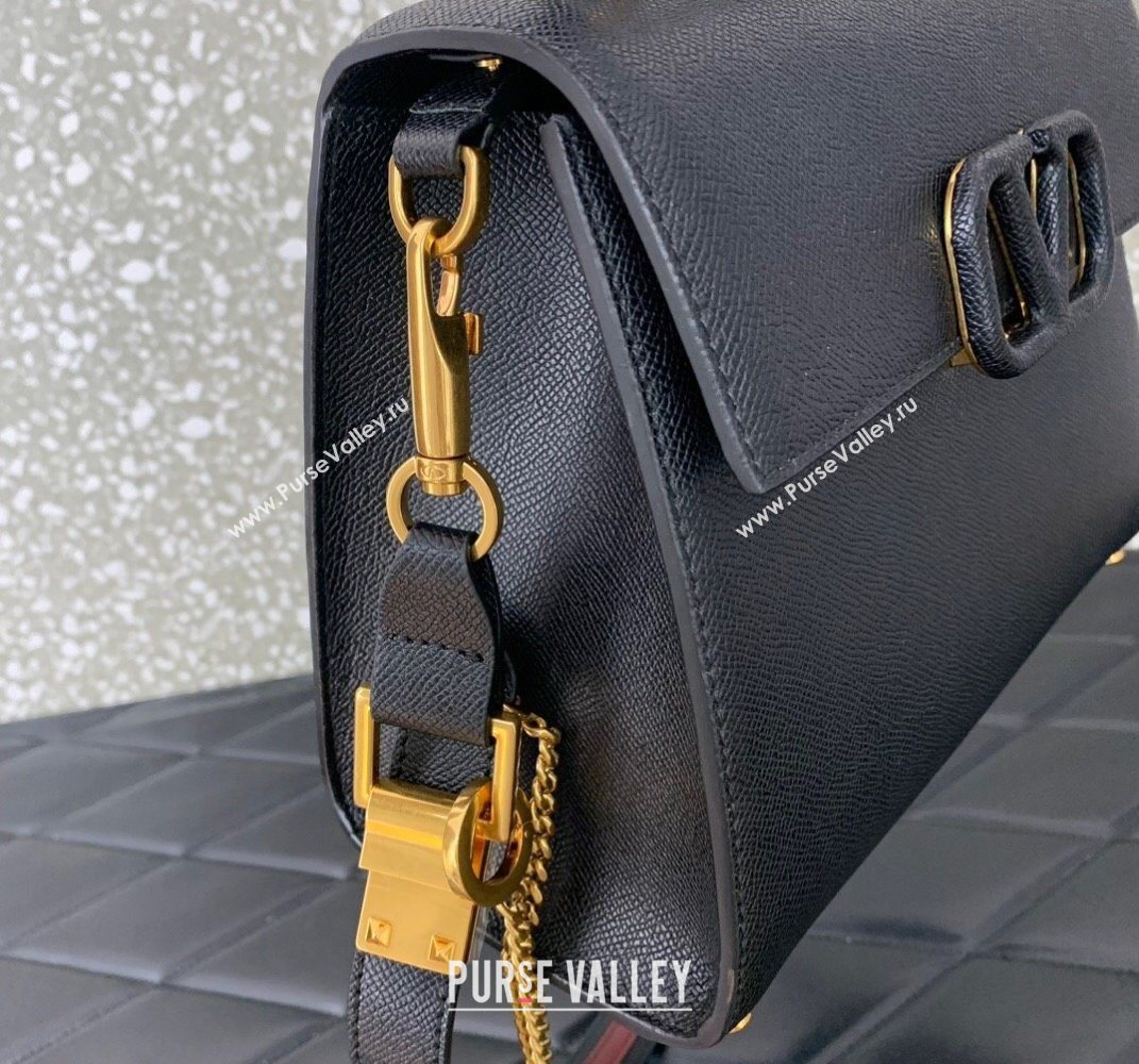 Valentino Medium VSLING Grainy Calfskin Handbag Black 2025 2828 (LKF-250626002)