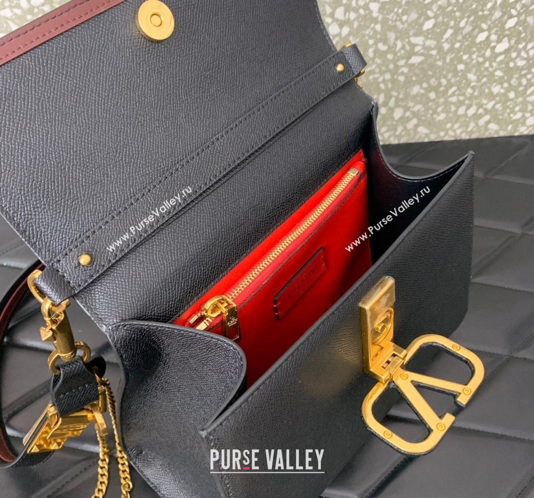 Valentino Medium VSLING Grainy Calfskin Handbag Black 2025 2828 (LKF-250626002)