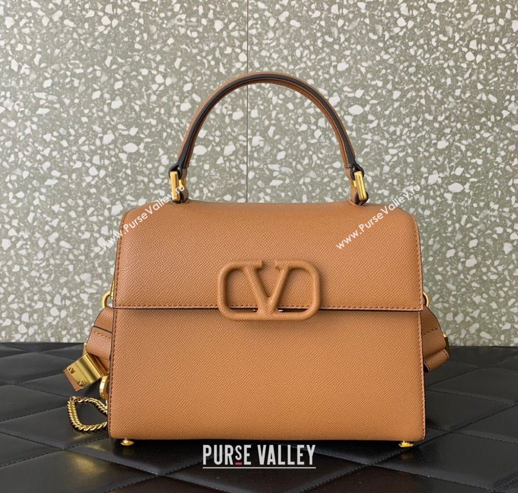 Valentino Medium VSLING Grainy Calfskin Handbag Apricot 2025 2828 (LKF-250626003)