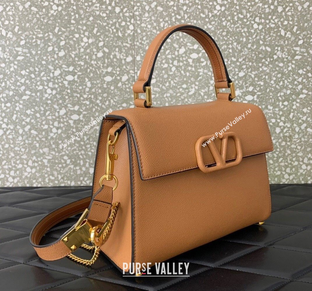 Valentino Medium VSLING Grainy Calfskin Handbag Apricot 2025 2828 (LKF-250626003)