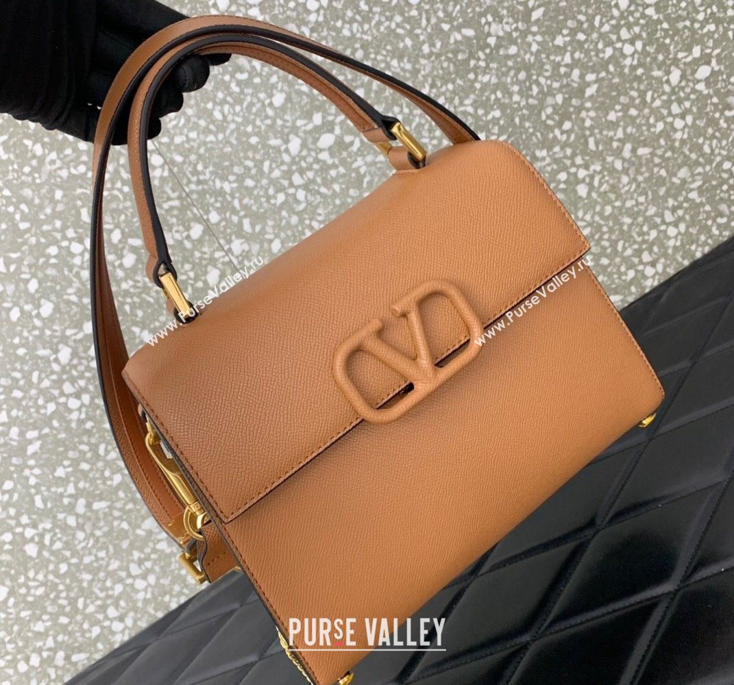 Valentino Medium VSLING Grainy Calfskin Handbag Apricot 2025 2828 (LKF-250626003)