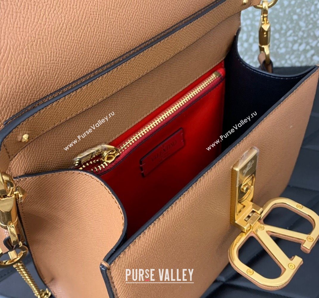 Valentino Medium VSLING Grainy Calfskin Handbag Apricot 2025 2828 (LKF-250626003)