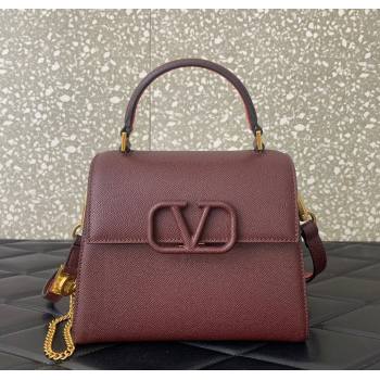 Valentino Small VSLING Grainy Calfskin Handbag Dark Burgundy 2025 2727 (LKF-250626008)