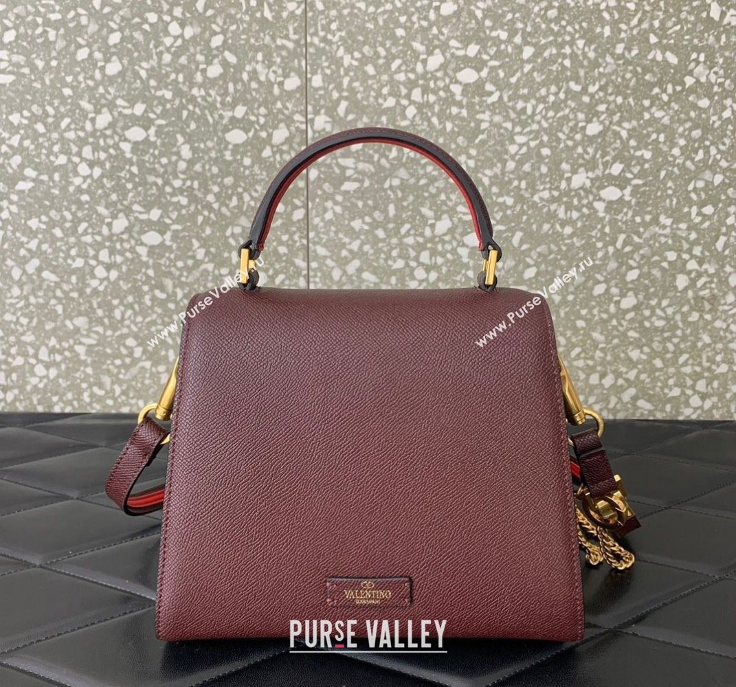 Valentino Small VSLING Grainy Calfskin Handbag Dark Burgundy 2025 2727 (LKF-250626008)