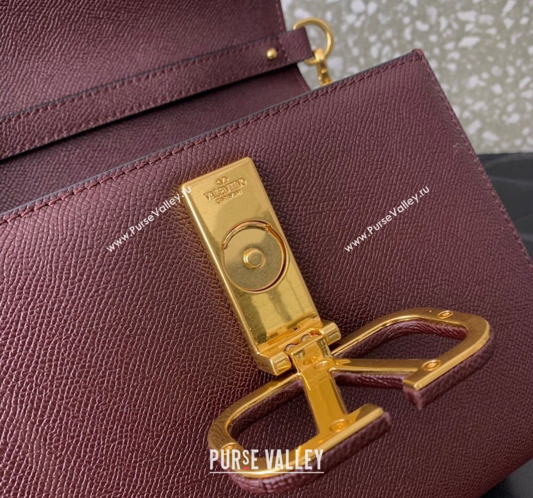 Valentino Small VSLING Grainy Calfskin Handbag Dark Burgundy 2025 2727 (LKF-250626008)