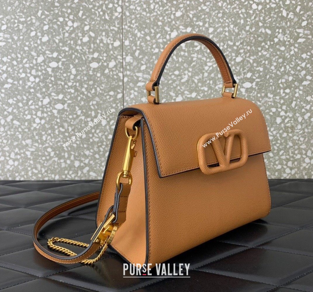 Valentino Small VSLING Grainy Calfskin Handbag Apricot 2025 2727 (LKF-250626009)