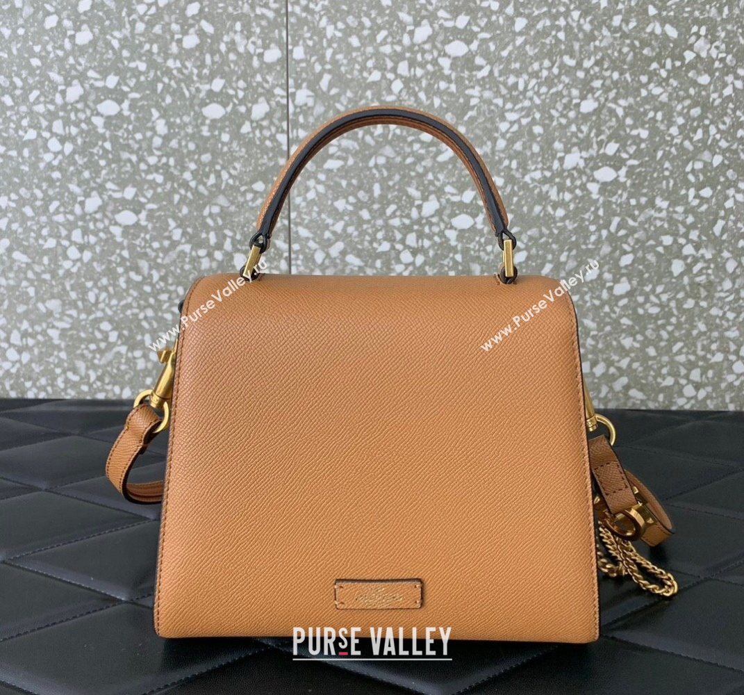 Valentino Small VSLING Grainy Calfskin Handbag Apricot 2025 2727 (LKF-250626009)