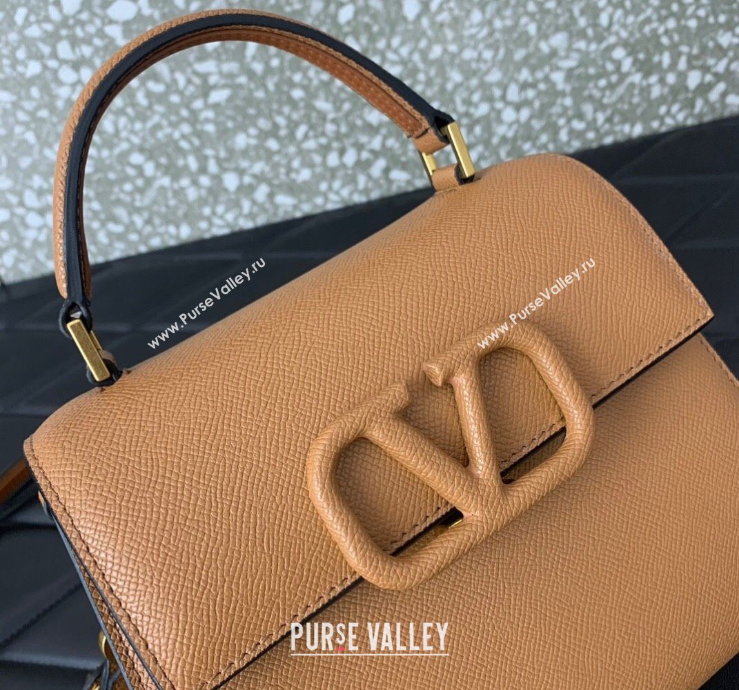 Valentino Small VSLING Grainy Calfskin Handbag Apricot 2025 2727 (LKF-250626009)