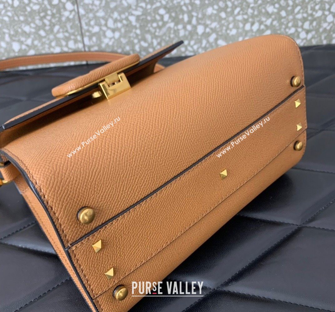 Valentino Small VSLING Grainy Calfskin Handbag Apricot 2025 2727 (LKF-250626009)