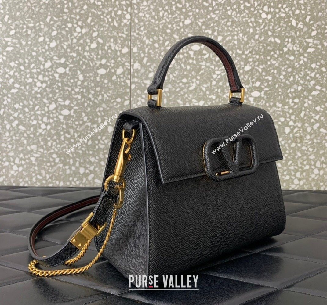 Valentino Small VSLING Grainy Calfskin Handbag Black 2025 2727 (LKF-250626006)