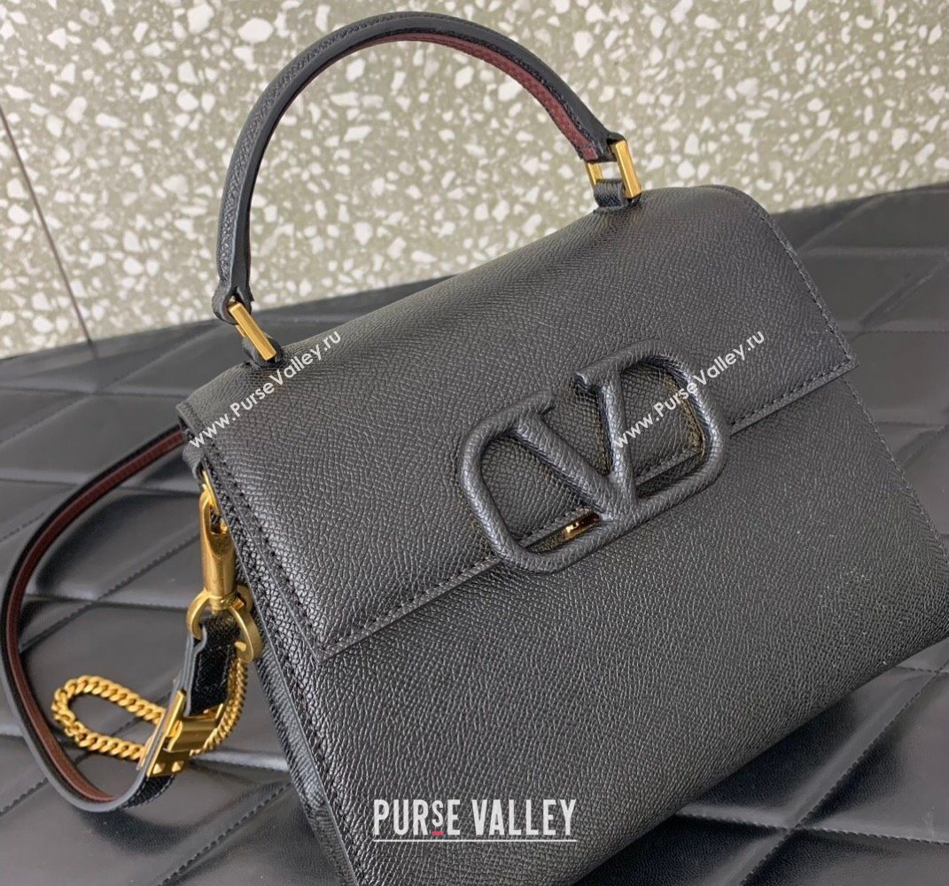 Valentino Small VSLING Grainy Calfskin Handbag Black 2025 2727 (LKF-250626006)