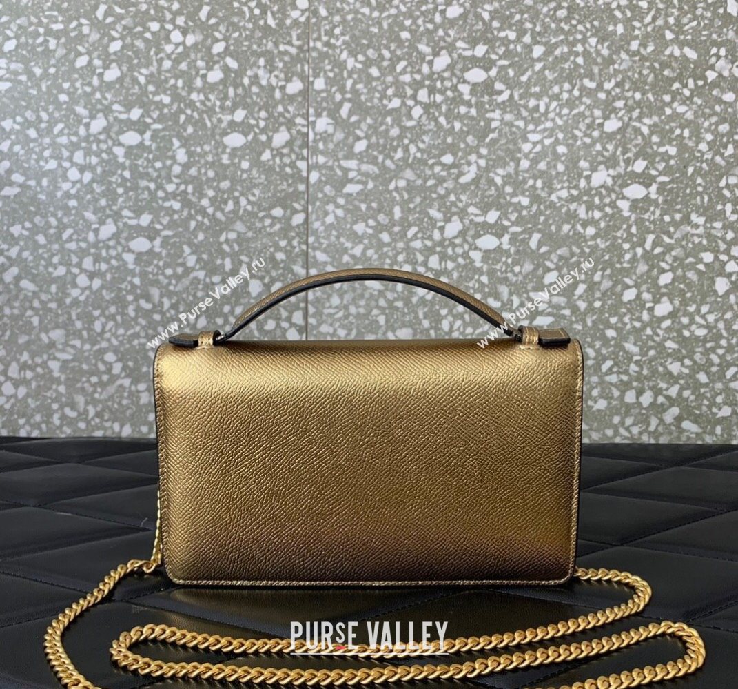 Valentino VLogo Signature Grainy Calfskin Wallet with Chain Gold Yellow 2025 VLTN068 (LKF-250626018)