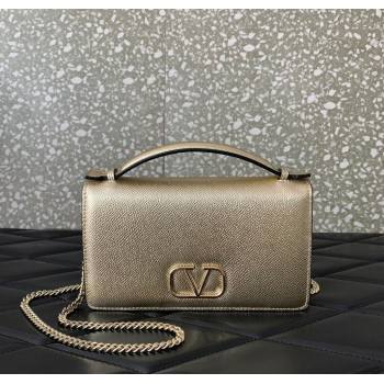 Valentino VLogo Signature Grainy Calfskin Wallet with Chain Light Gold 2025 VLTN068 (LKF-250626019)