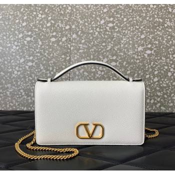 Valentino VLogo Signature Grainy Calfskin Wallet with Chain White 2025 VLTN068 (LKF-250626016)