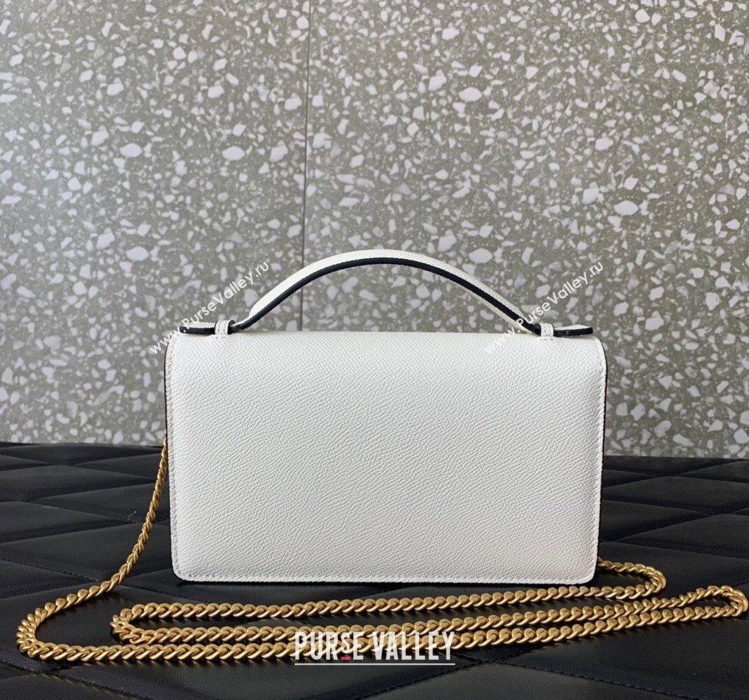 Valentino VLogo Signature Grainy Calfskin Wallet with Chain White 2025 VLTN068 (LKF-250626016)