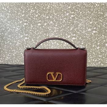 Valentino VLogo Signature Grainy Calfskin Wallet with Chain Dark Burgundy 2025 VLTN068 (LKF-250626020)