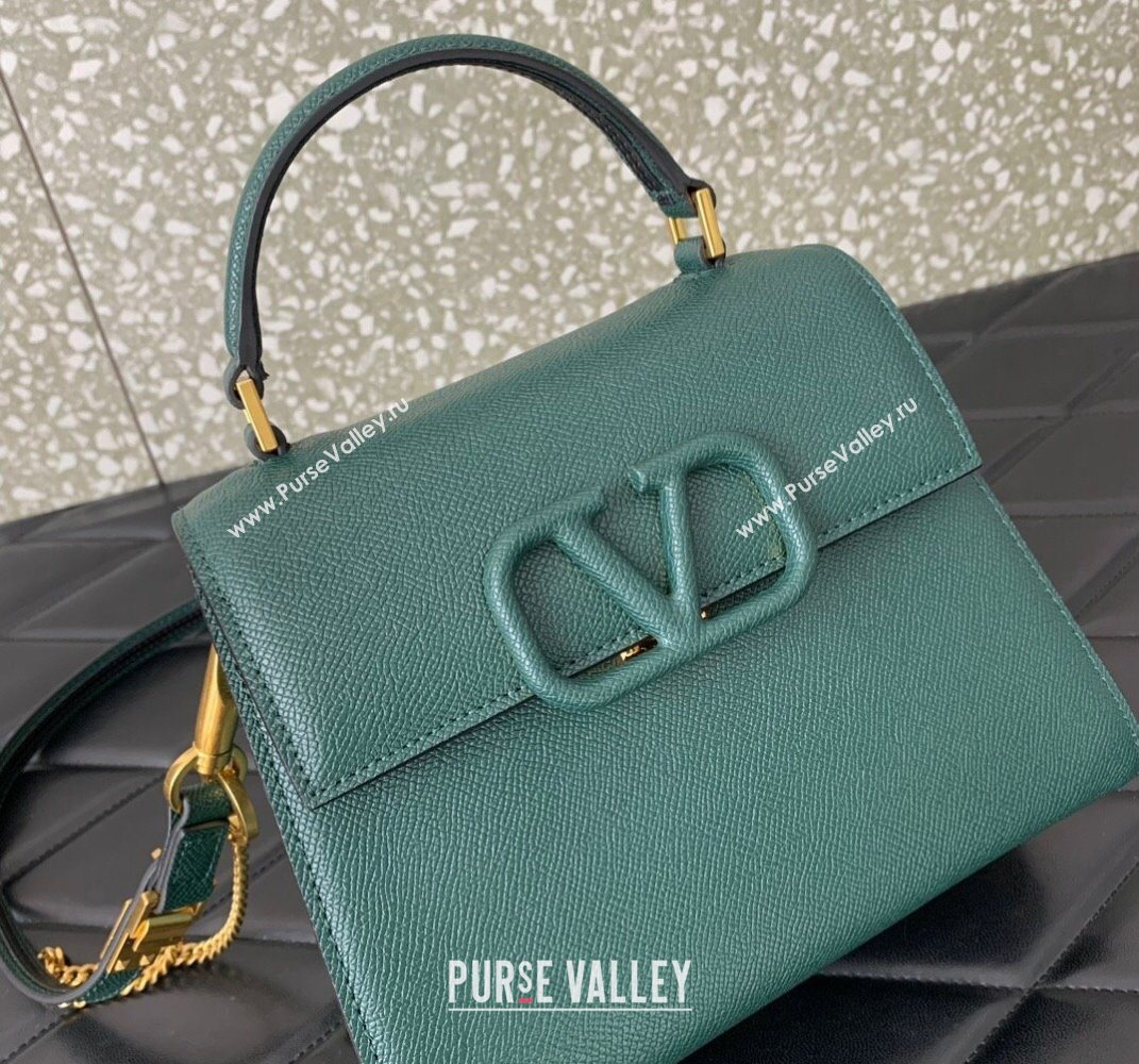 Valentino Small VSLING Grainy Calfskin Handbag Green 2025 2727 (LKF-250626007)
