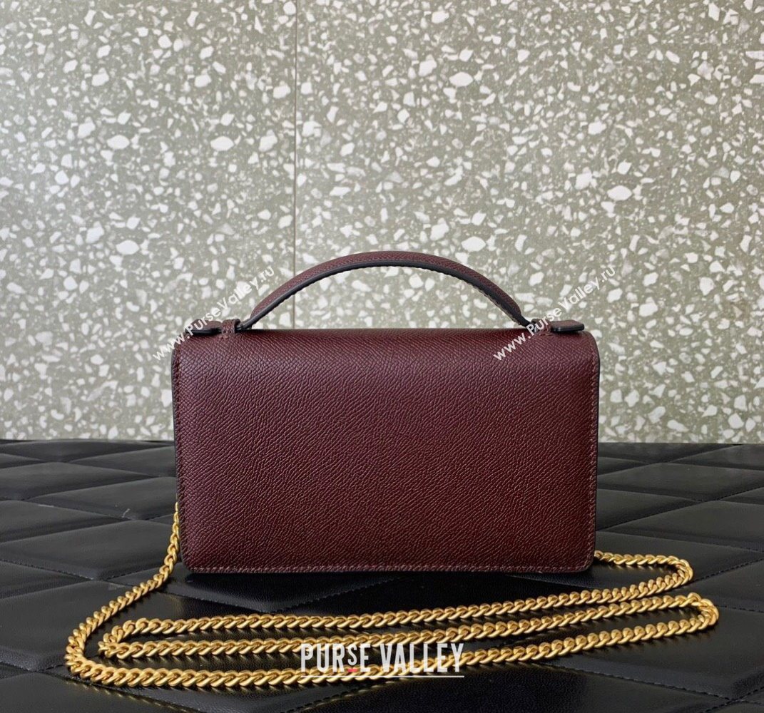 Valentino VLogo Signature Grainy Calfskin Wallet with Chain Dark Burgundy 2025 VLTN068 (LKF-250626020)