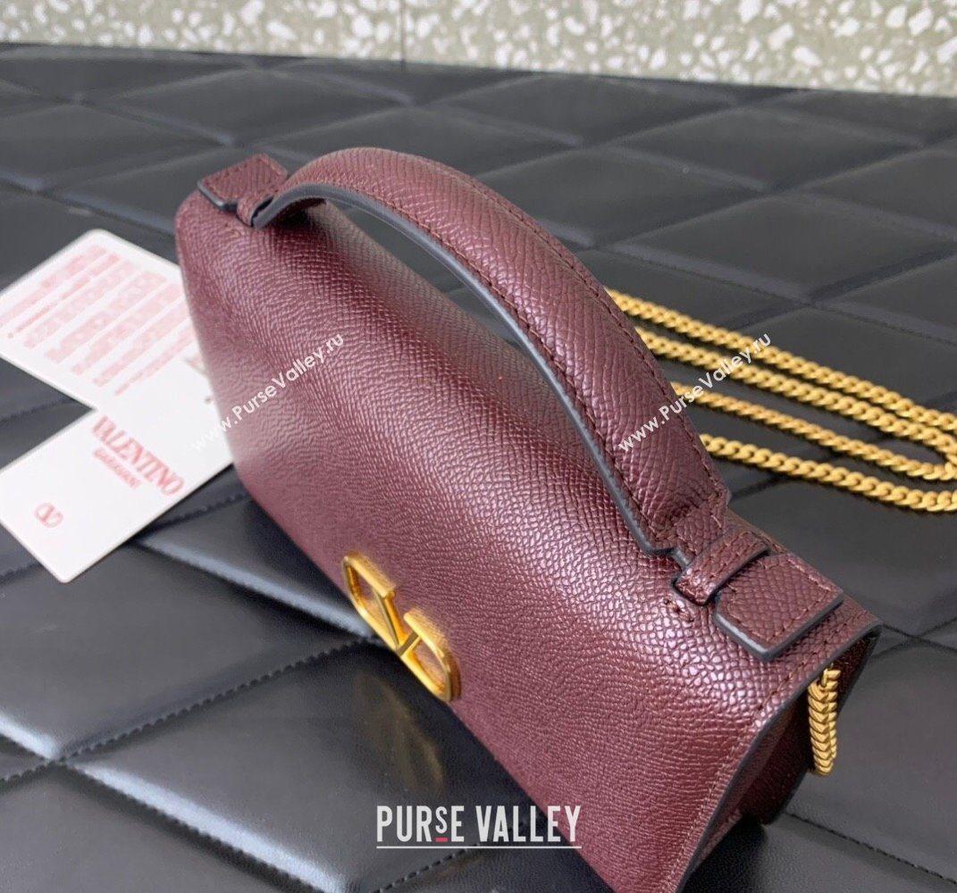 Valentino VLogo Signature Grainy Calfskin Wallet with Chain Dark Burgundy 2025 VLTN068 (LKF-250626020)