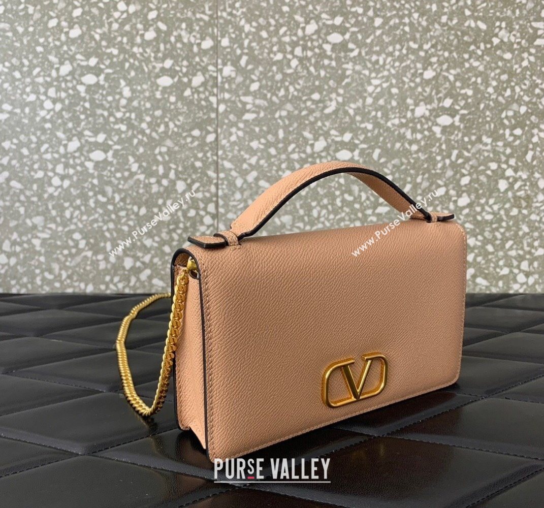 Valentino VLogo Signature Grainy Calfskin Wallet with Chain Apricot 2025 VLTN068 (LKF-250626021)