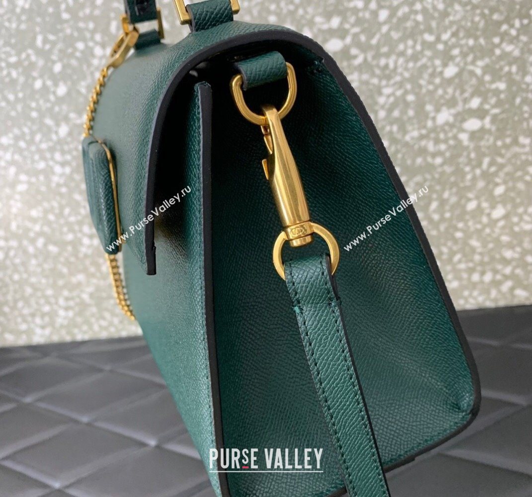 Valentino Small VSLING Grainy Calfskin Handbag Green 2025 2727 (LKF-250626007)