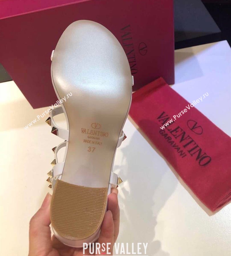 Valentino Classic Rockstud Heel Sandals 6.5cm in Calfskin Leather with Straps White 2025 0711 (XL-250711096)