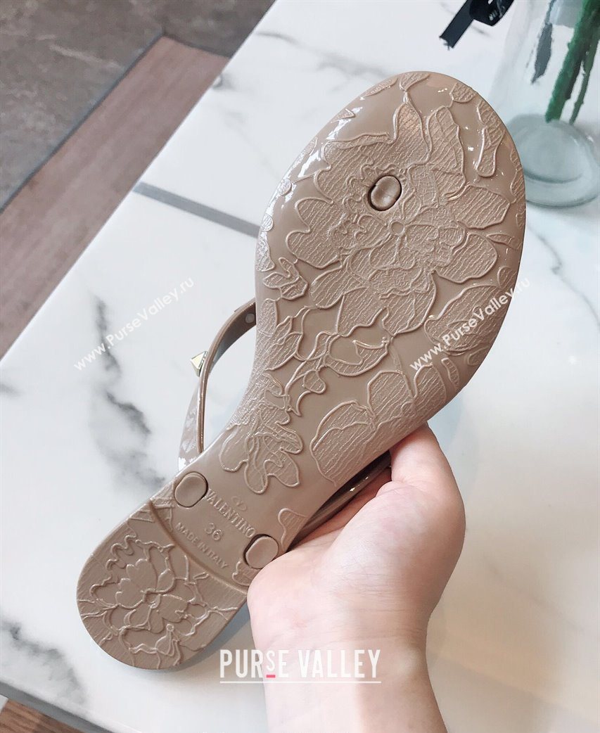 Valentino Rockstud Rubber Flat Slides Sandal with Bow Grey 2025 0711 (GDX-250711047)