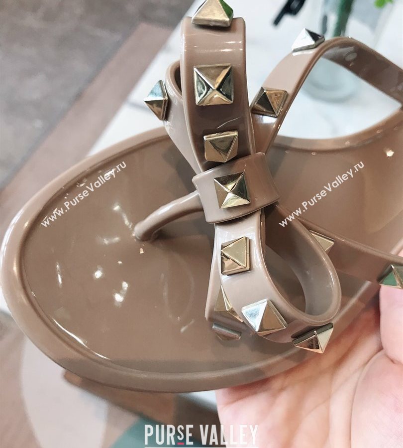 Valentino Rockstud Rubber Flat Slides Sandal with Bow Grey 2025 0711 (GDX-250711047)