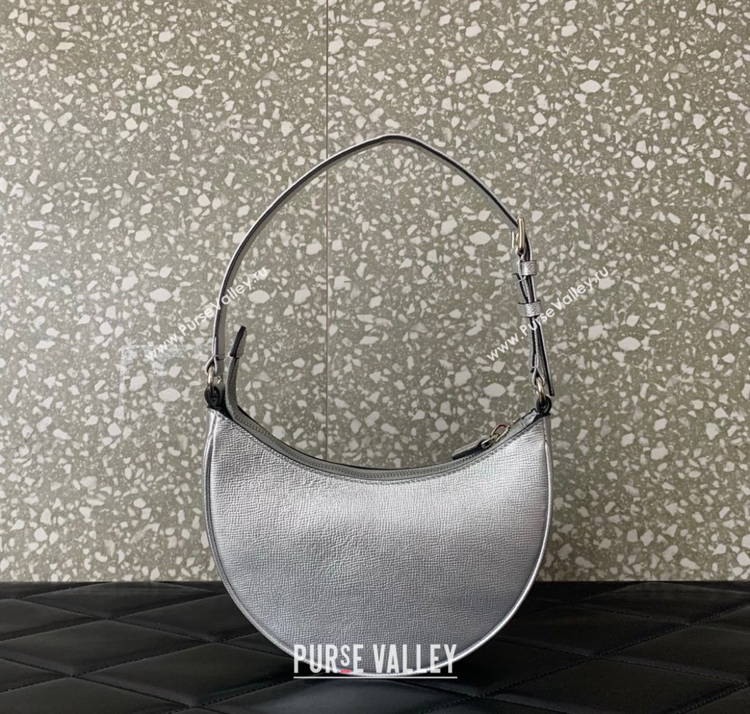 Valentino VLogo Signature mini hobo bag in Grainy Calfskin Silver 2025 (LKF-250805016)