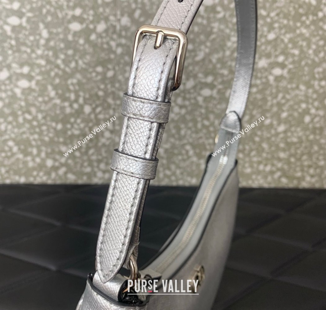 Valentino VLogo Signature mini hobo bag in Grainy Calfskin Silver 2025 (LKF-250805016)