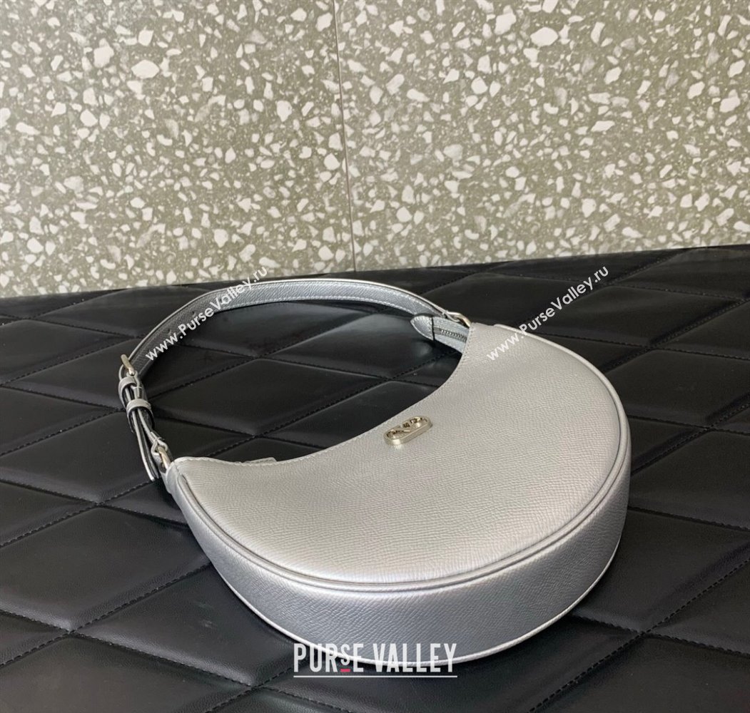 Valentino VLogo Signature mini hobo bag in Grainy Calfskin Silver 2025 (LKF-250805016)