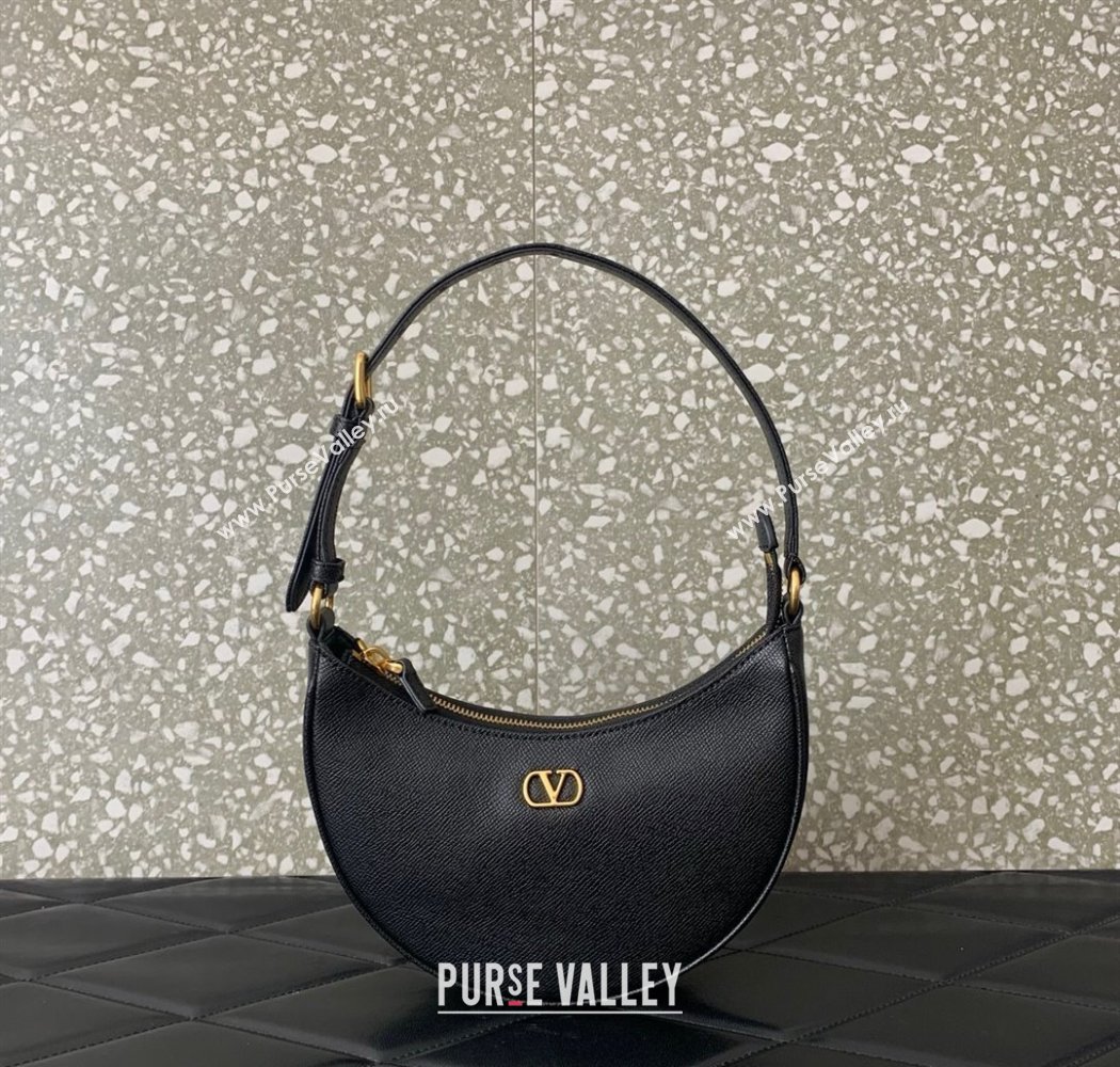 Valentino VLogo Signature mini hobo bag in Grainy Calfskin Black 2025 (LKF-250805017)