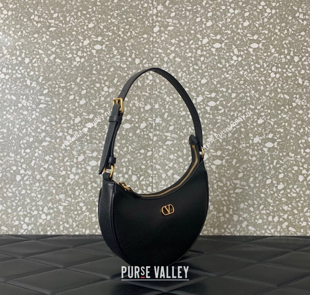 Valentino VLogo Signature mini hobo bag in Grainy Calfskin Black 2025 (LKF-250805017)