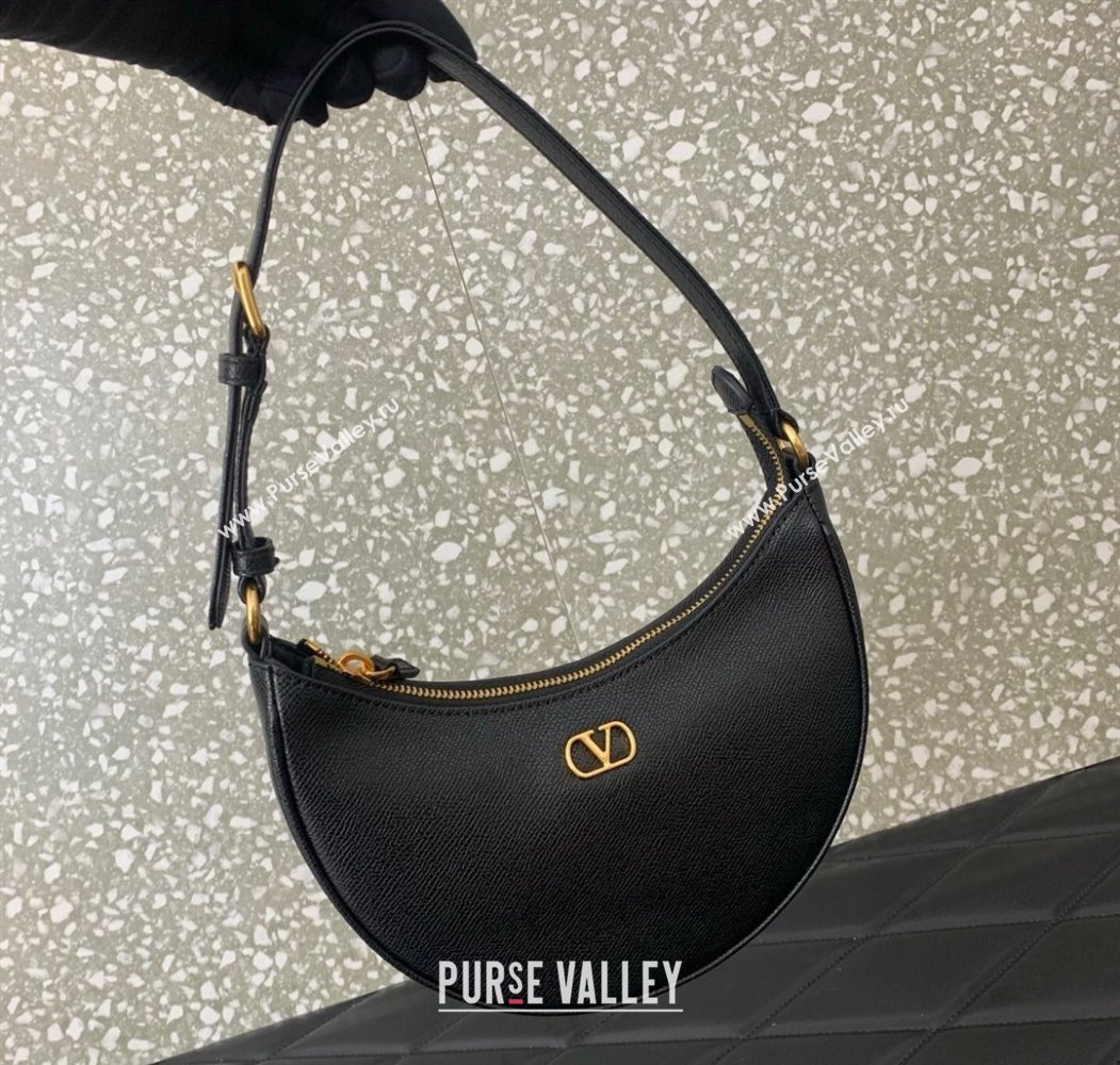 Valentino VLogo Signature mini hobo bag in Grainy Calfskin Black 2025 (LKF-250805017)