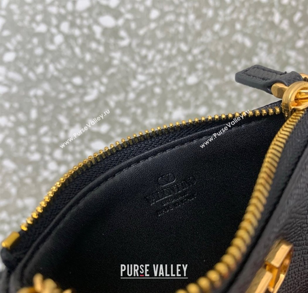 Valentino Vlogo Signature Grainy Calfskin Key Ring Pouch Black 2025 VLTN038 (LKF-250805019)