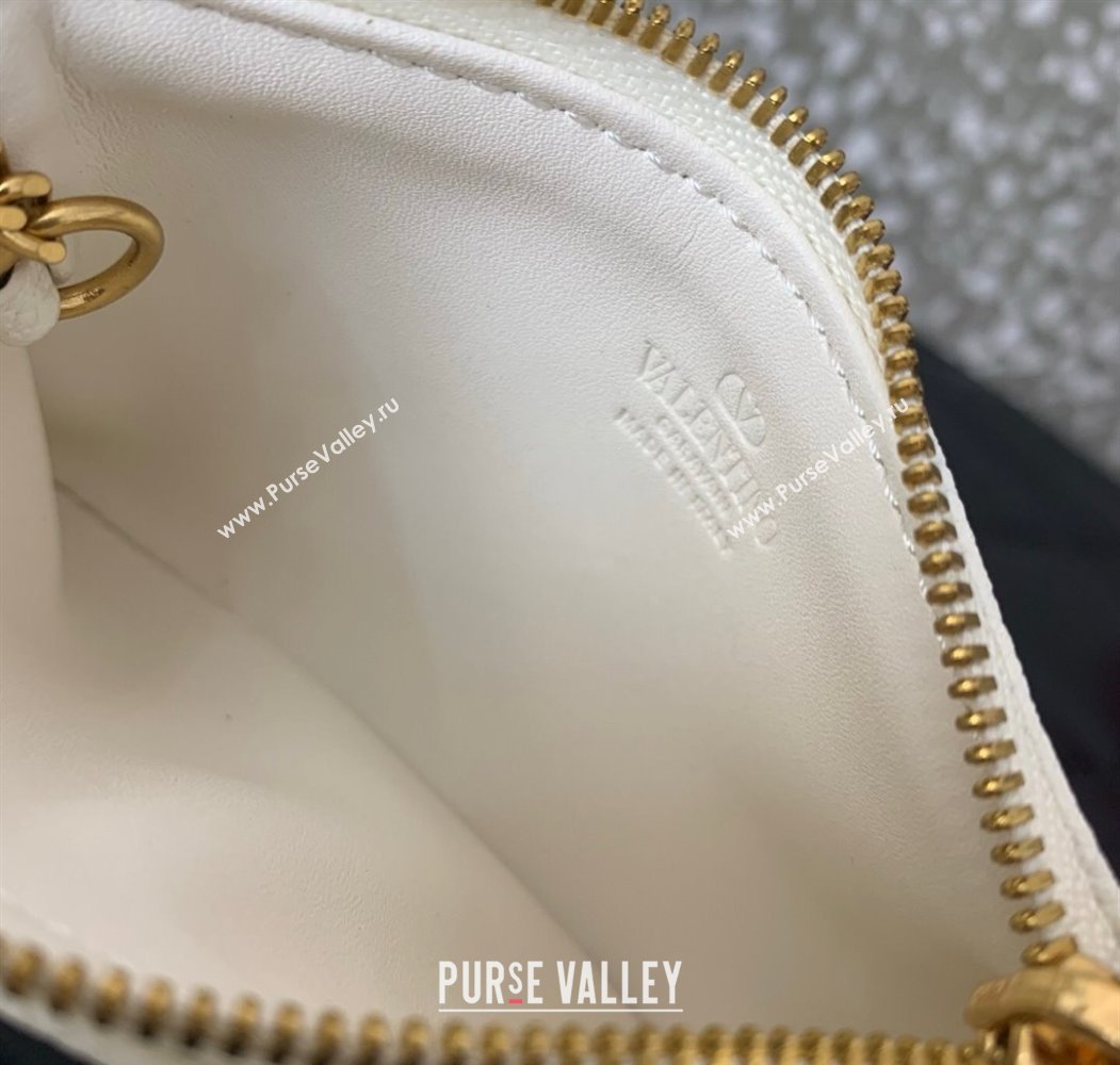 Valentino Vlogo Signature Grainy Calfskin Key Ring Pouch White 2025 VLTN038 (LKF-250805020)