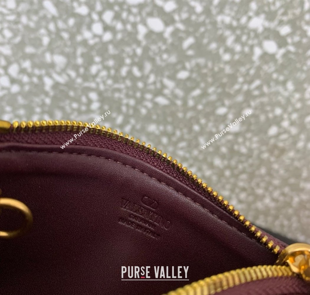 Valentino Vlogo Signature Grainy Calfskin Key Ring Pouch Burgundy 2025 VLTN038 (LKF-250805022)