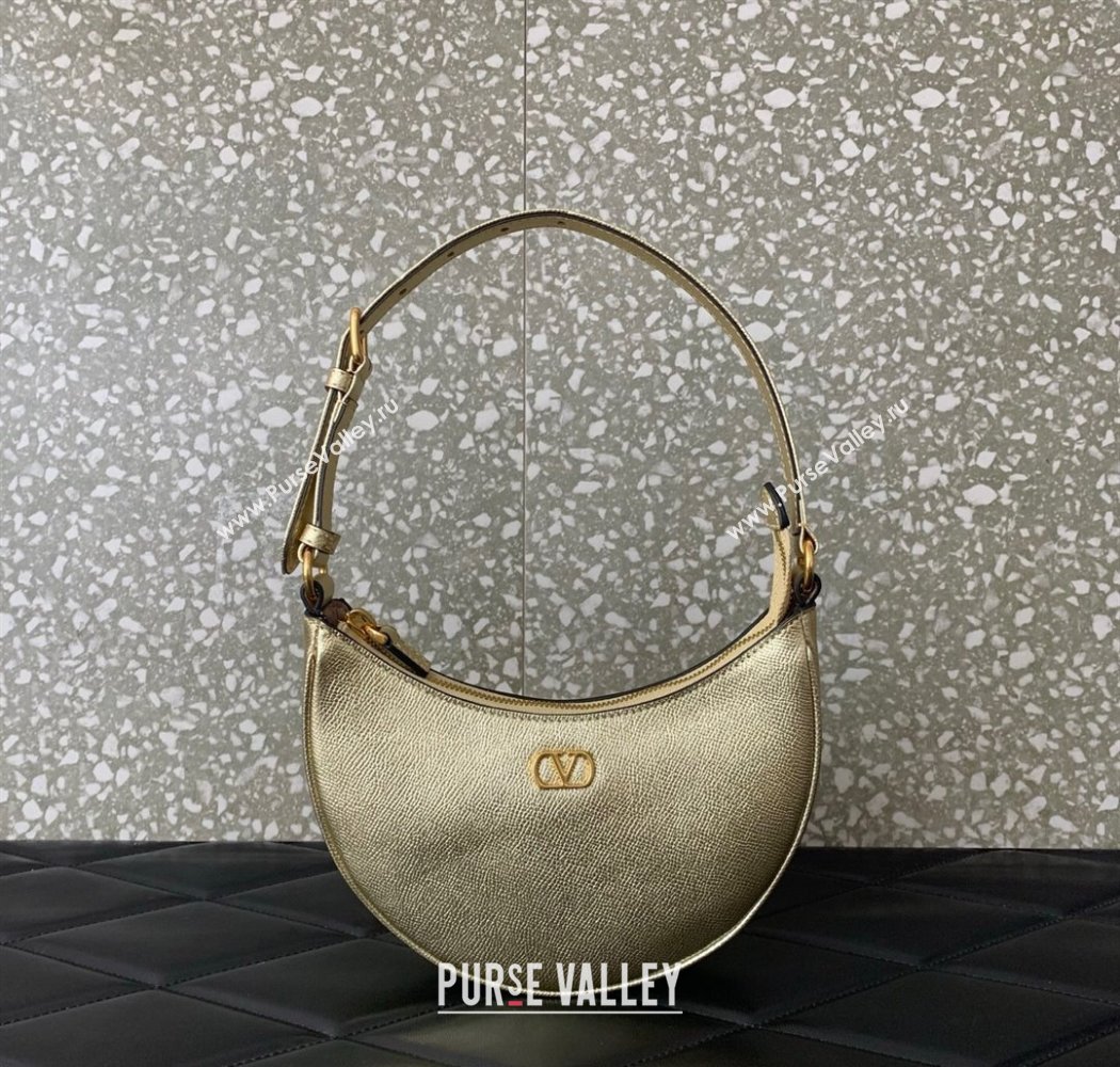 Valentino VLogo Signature mini hobo bag in Grainy Calfskin Gold 2025 (LKF-250805012)